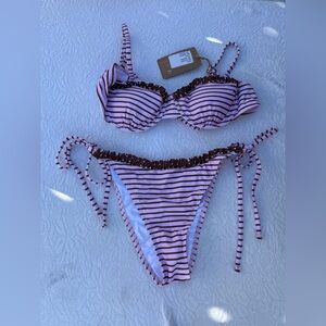Samiol Chic Striped Bikini Set in Purple M B06